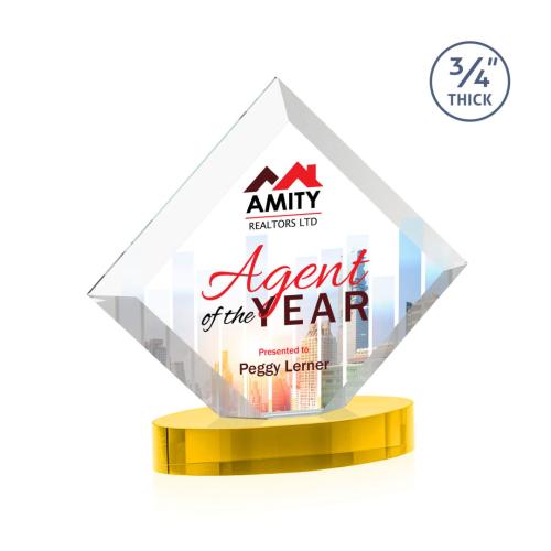 Recognition Awards - Crystal Awards - Belaire VividPrint™ Award on Alberton Base - Gold