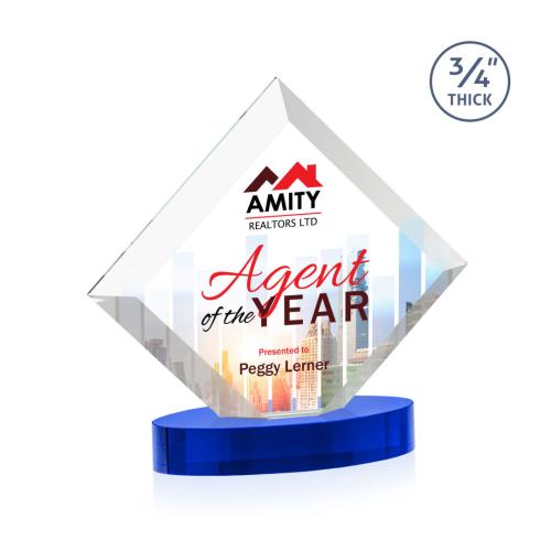 Recognition Awards - Crystal Awards - Belaire VividPrint™ Award on Alberton Base - Blue