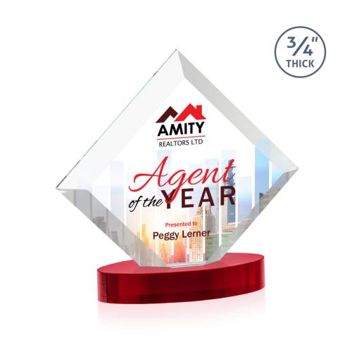 Recognition Awards - Crystal Awards - Belaire VividPrint™ Award on Alberton Base - Red