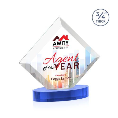 Recognition Awards - Crystal Awards - Belaire VividPrint™ Award on Alberton Base - Sky Blue