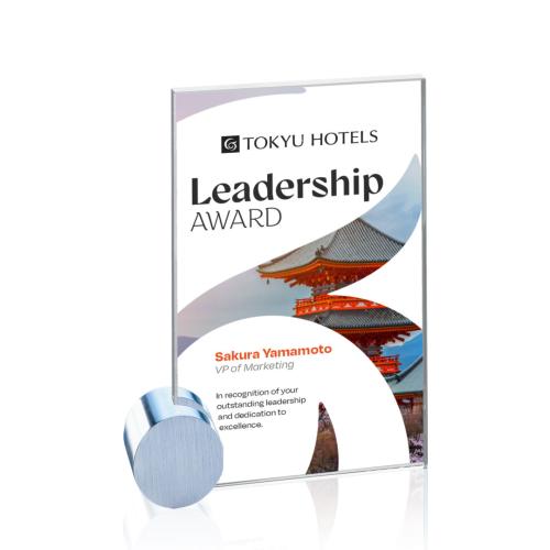 Recognition Awards - Crystal Awards - Bermuda VividPrint™ Award - Starfire/Chrome Circle