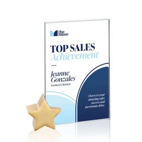 Recognition Awards - Crystal Awards - Bermuda VividPrint™ Award - Starfire/Gold Star