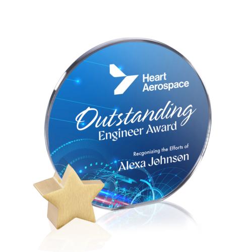 Recognition Awards - Crystal Awards - Verdunn VividPrint™ Award - Starfire/Gold Star