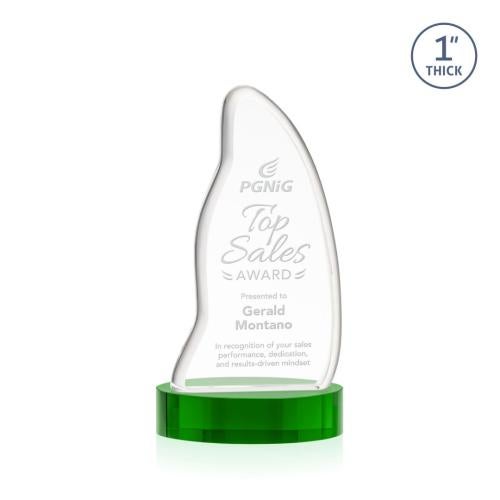 Recognition Awards - Crystal Awards - Beauford Award on Base - Green