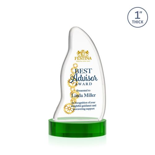 Recognition Awards - Crystal Awards - Beauford VividPrint&trade; Award on Base - Green
