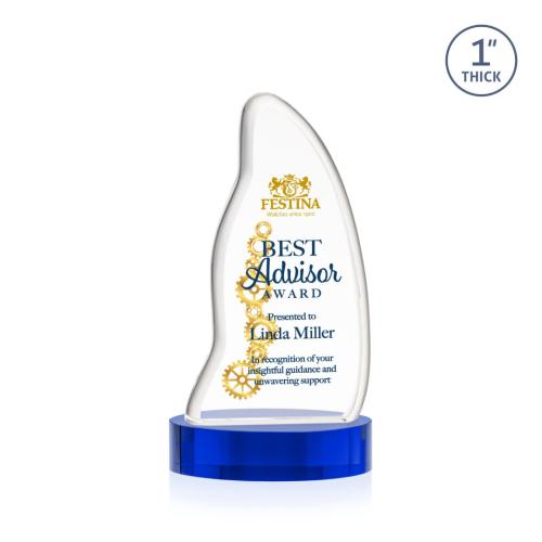 Recognition Awards - Crystal Awards - Beauford VividPrint™ Award on Base - Blue