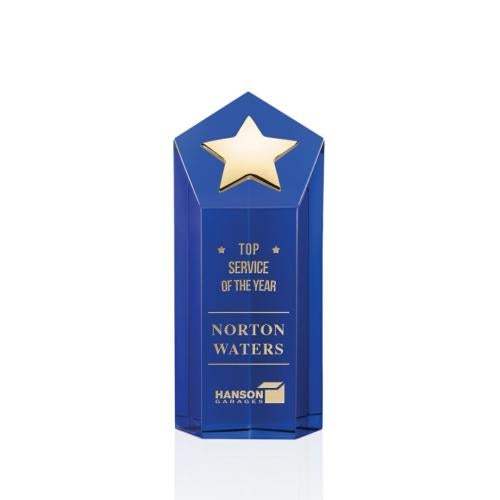 Recognition Awards - Crystal Awards - Dorchester Gold Star Award - Blue