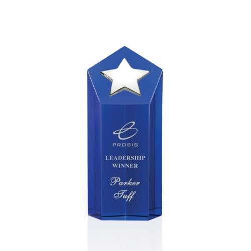 Recognition Awards - Crystal Awards - Dorchester Silver Star Award - Blue
