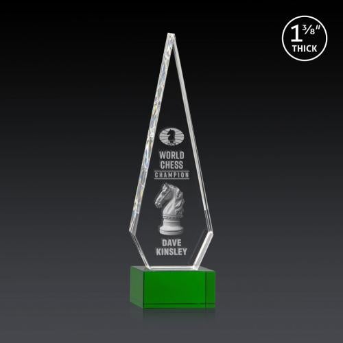 Recognition Awards - Crystal Awards - Springfield 3D Award on Hancock Base - Green