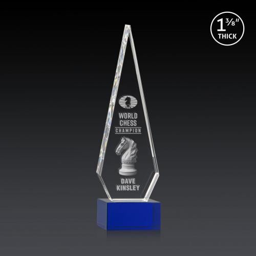 Recognition Awards - Crystal Awards - Springfield 3D Award on Hancock Base - Blue