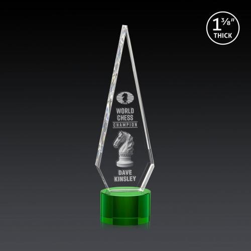 Recognition Awards - Crystal Awards - Springfield 3D Award on Marvel Base - Green