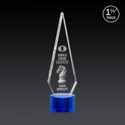 Recognition Awards - Crystal Awards - Springfield 3D Award on Marvel Base - Blue