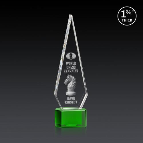 Recognition Awards - Crystal Awards - Springfield 3D Award on Paragon Base - Green