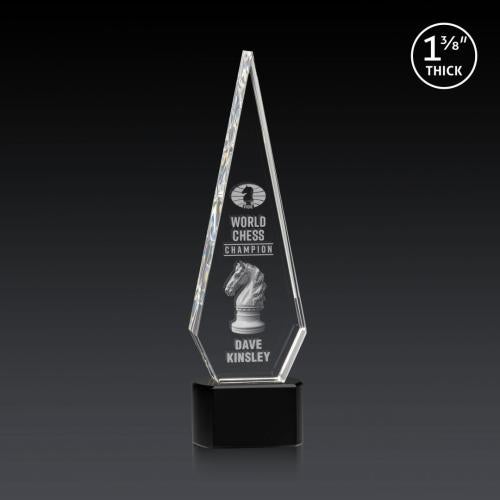 Recognition Awards - Crystal Awards - Springfield 3D Award on Paragon Base - Black