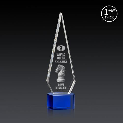 Recognition Awards - Crystal Awards - Springfield 3D Award on Paragon Base - Blue