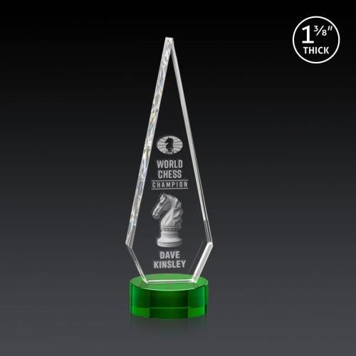 Recognition Awards - Crystal Awards - Springfield 3D Award on Stanrich Base - Green