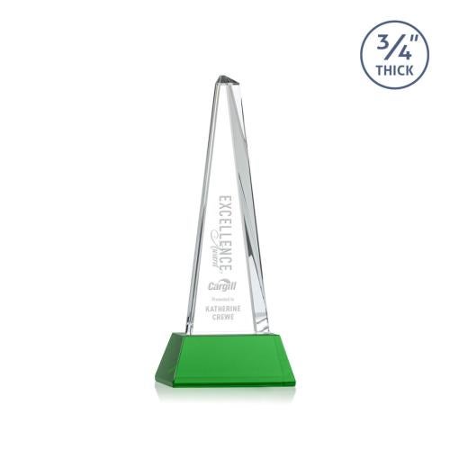 Recognition Awards - Crystal Awards - Majestic Tower Award on Newhaven Base - Green