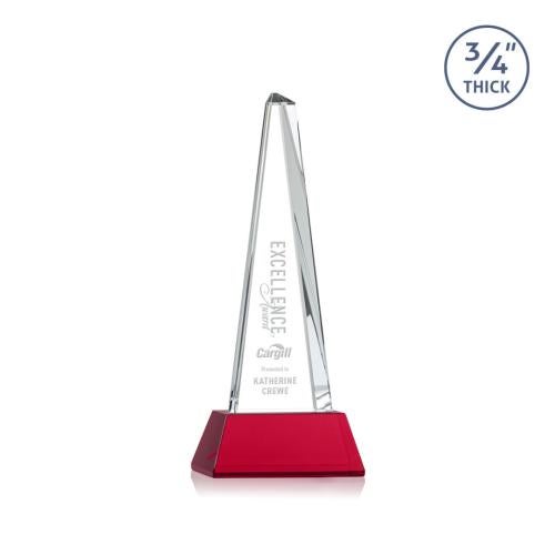 Recognition Awards - Crystal Awards - Majestic Tower Award on Newhaven Base - Red