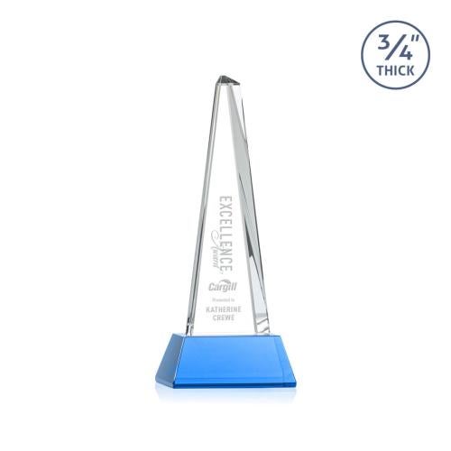 Recognition Awards - Crystal Awards - Majestic Tower Award on Newhaven Base - Sky Blue