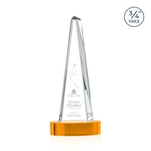 Recognition Awards - Crystal Awards - Majestic Tower Award on Alberton Base - Amber