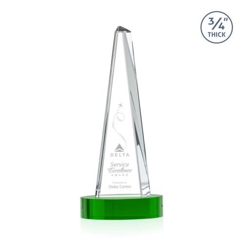Recognition Awards - Crystal Awards - Majestic Tower Award on Alberton Base - Green