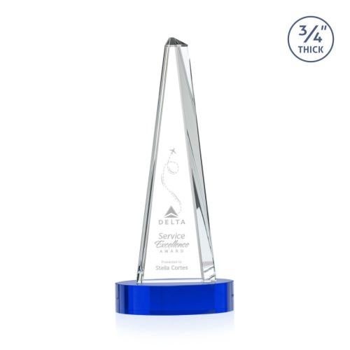 Recognition Awards - Crystal Awards - Majestic Tower Award on Alberton Base - Blue
