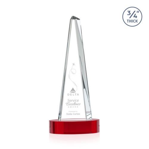 Recognition Awards - Crystal Awards - Majestic Tower Award on Alberton Base - Red