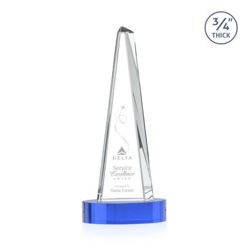 Recognition Awards - Crystal Awards - Majestic Tower Award on Alberton Base - Sky Blue