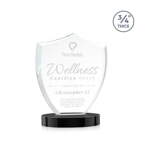 Recognition Awards - Crystal Awards - Scudo Shield on Alberton Base - Black