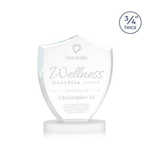 Recognition Awards - Crystal Awards - Scudo Shield on Alberton Base - White