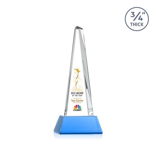 Recognition Awards - Crystal Awards - Majestic Tower VividPrint™ Award on Newhaven Base - Sky Blue