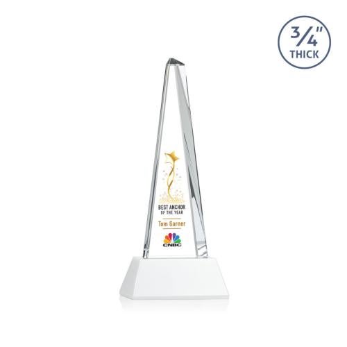 Recognition Awards - Crystal Awards - Majestic Tower VividPrint™ Award on Newhaven Base - White