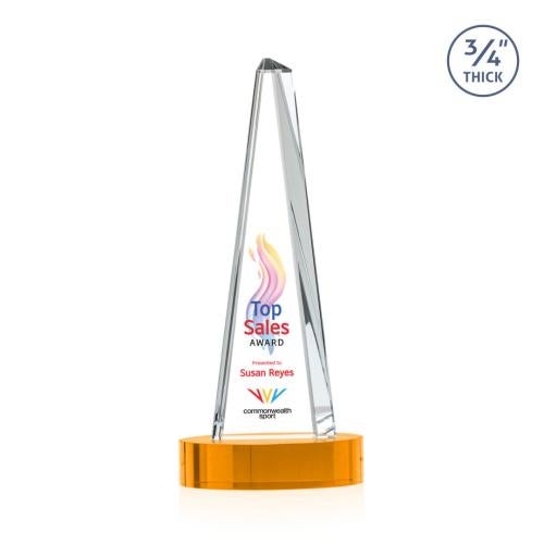Recognition Awards - Crystal Awards - Majestic Tower VividPrint™ Award on Alberton Base - Amber