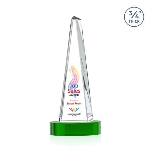 Recognition Awards - Crystal Awards - Majestic Tower VividPrint™ Award on Alberton Base - Green