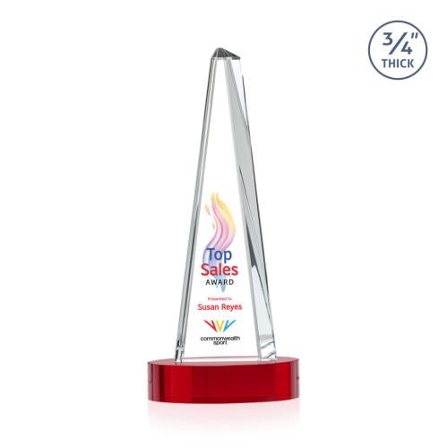 Recognition Awards - Crystal Awards - Majestic Tower VividPrint™ Award on Alberton Base - Red