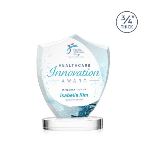 Recognition Awards - Crystal Awards - Scudo Shield VividPrint™ Award on Alberton Base - Clear
