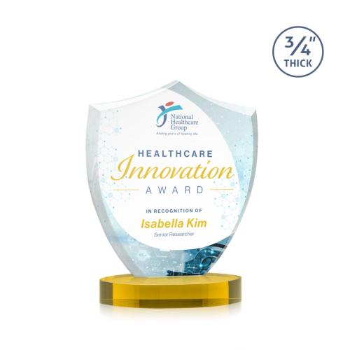 Recognition Awards - Crystal Awards - Scudo Shield VividPrint™ Award on Alberton Base - Gold