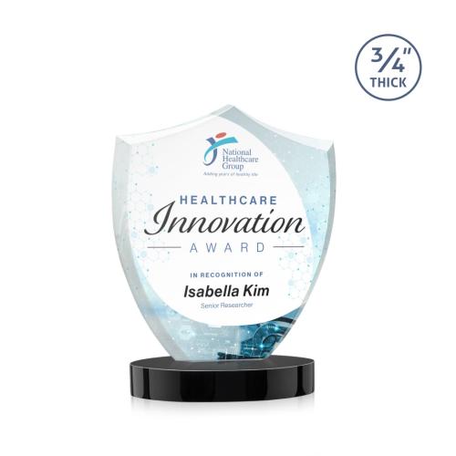 Recognition Awards - Crystal Awards - Scudo Shield VividPrint™ Award on Alberton Base - Black