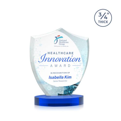 Recognition Awards - Crystal Awards - Scudo Shield VividPrint™ Award on Alberton Base - Blue