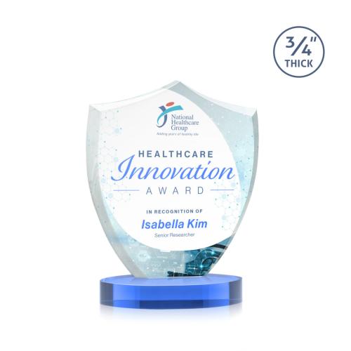 Recognition Awards - Crystal Awards - Scudo Shield VividPrint™ Award on Alberton Base - Sky Blue