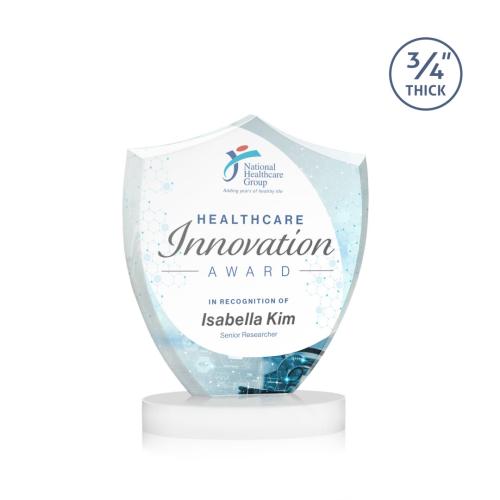 Recognition Awards - Crystal Awards - Scudo Shield VividPrint™ Award on Alberton Base - White