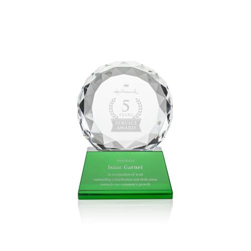 Recognition Awards - Crystal Awards - Seville Award on Entwhistle Base - Green