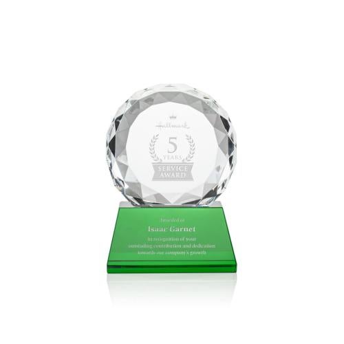 Recognition Awards - Crystal Awards - Seville Award on Newhaven Base - Green