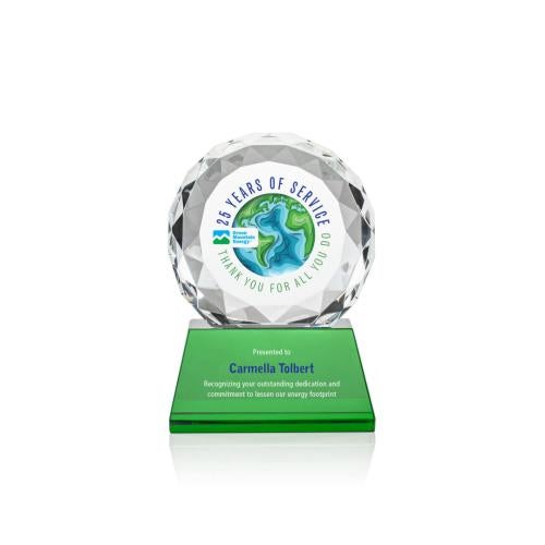 Recognition Awards - Crystal Awards - Seville VividPrint™ Award on Entwhistle Base - Green