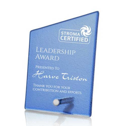 Recognition Awards - Glass Awards - Atchison Blue Slant Award - Silver
