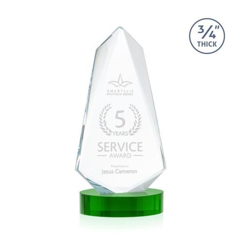 Recognition Awards - Crystal Awards - Sheridan Award on Alberton Base - Green