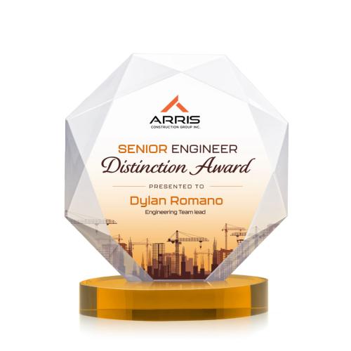 Recognition Awards - Crystal Awards - Kitchener VividPrint™ Award on Alberton Base - Amber
