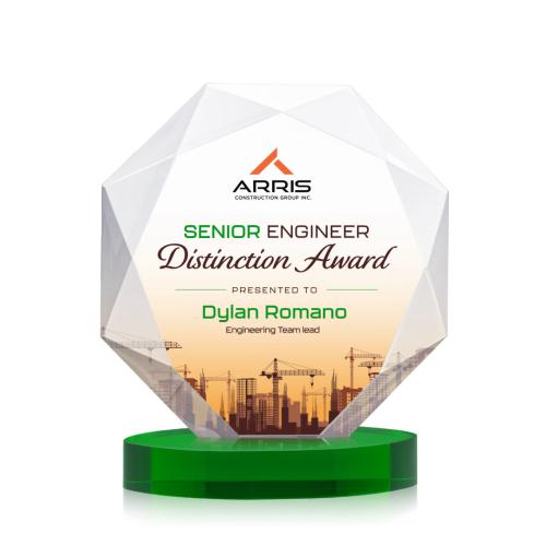 Recognition Awards - Crystal Awards - Kitchener VividPrint™ Award on Alberton Base - Green