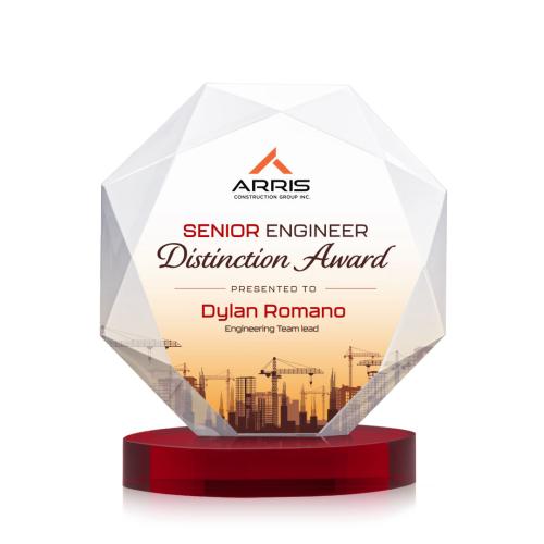 Recognition Awards - Crystal Awards - Kitchener VividPrint™ Award on Alberton Base - Red