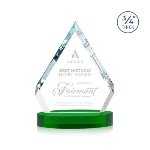 Recognition Awards - Crystal Awards - Apex Award on Alberton Base - Green